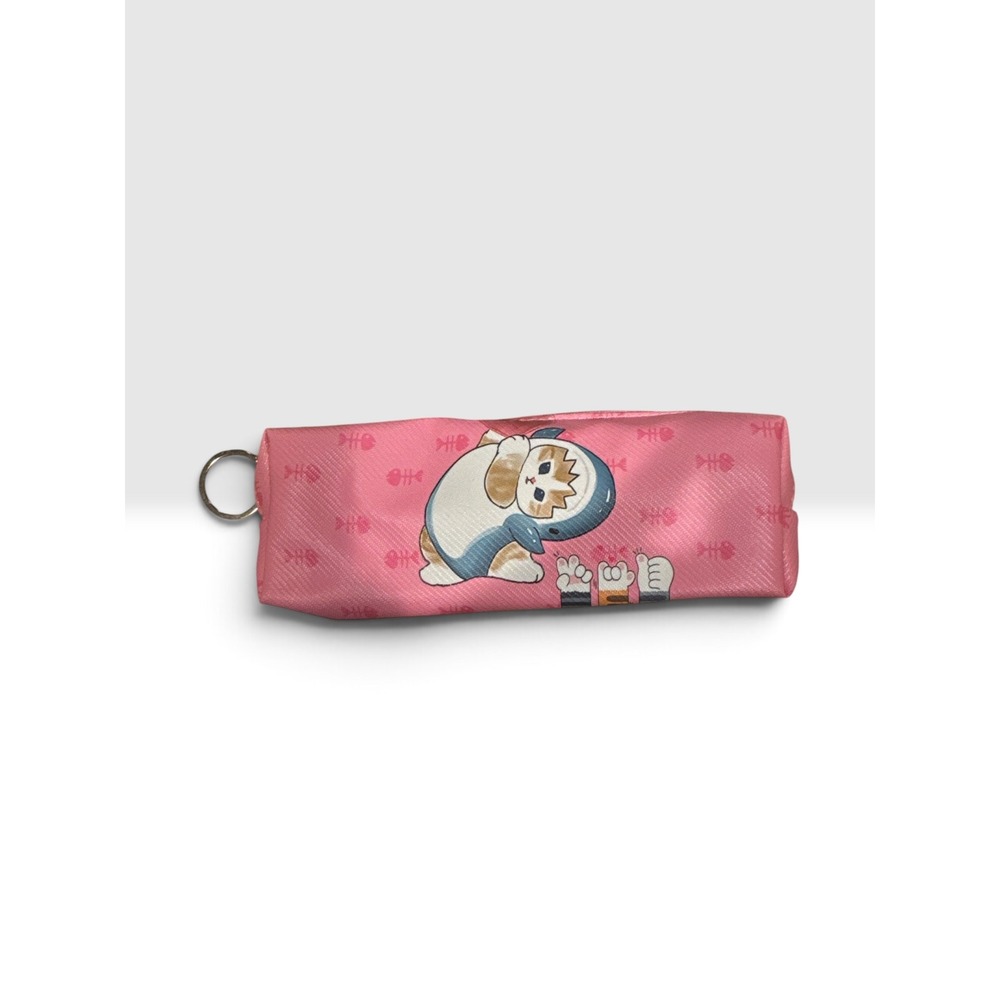Pink Mofusand Inspired Shark Cat Pencil Case Kawaii Pen Pouch